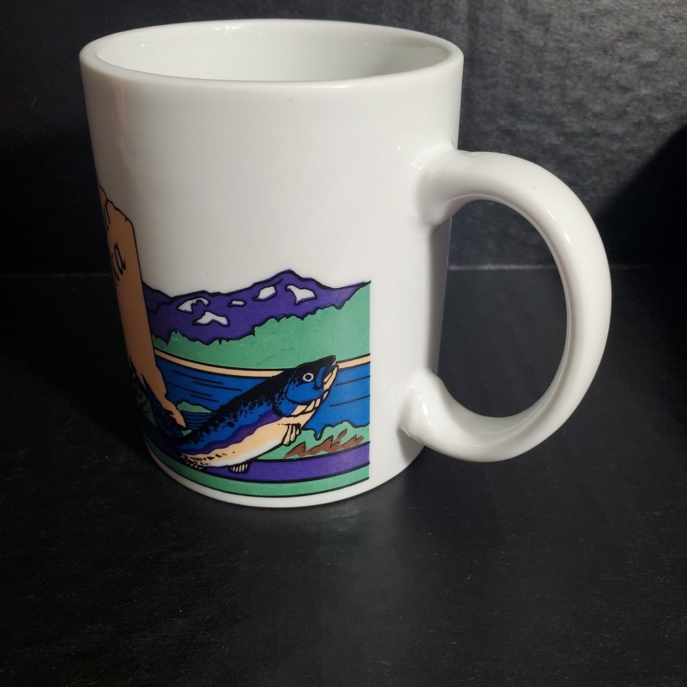 Homer Alaska Coffee Mug Nature Graphics Brown Bear Fish Outdoors - Picture 2 of 10